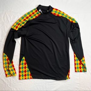 FLOW SOCIETY Lacrosse Men Rasta Argyle Long Sleeve Mock Neck Shirt M A020422